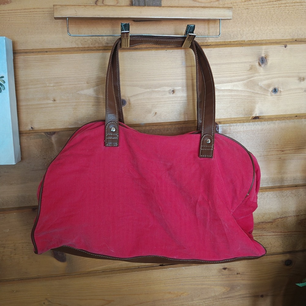 Red Tommy Hilfiger corduroy vintage bag duffle over night Weekend ZA4 - Picture 2 of 10